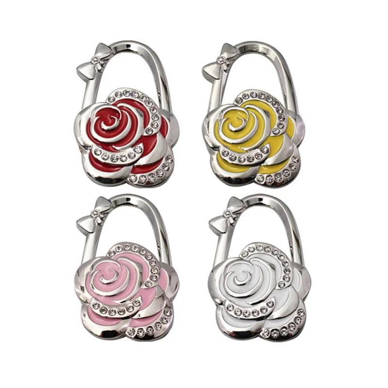 

Bag hook rose bag hanger metal traceless rubber anti slip bag hook folding desktop bag hook Multi-Purpose Hooks