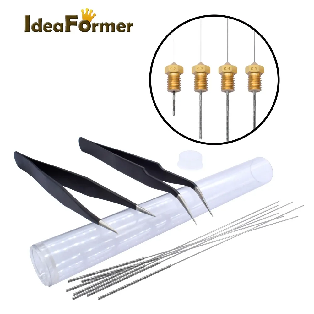 

10pcs/Lot Nozzle Cleaning Drill Bit Tweezer Plier Cleaner Stainless Steel Needle Super Toughness Artifact Tools 3D Printer Parts