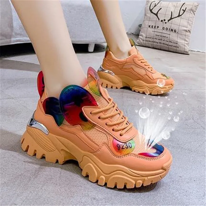 

Autumn Women Sneakers Tenis Female Casual Chunky Shoes 2020 Fashion Black Leather Woman Platform Vulcanized Shoes Women white