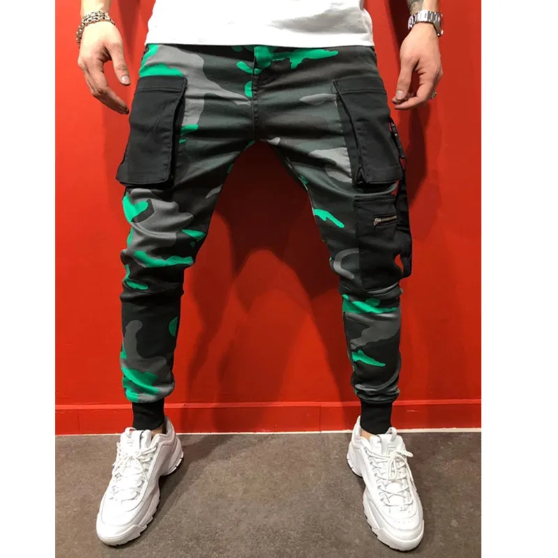 Тонкие летние мужские камуфляжные повседневные штаны Лоскутные Спортивные