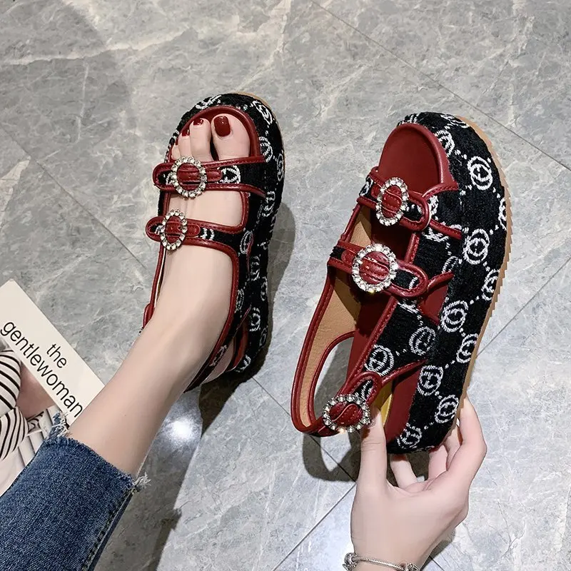 

Kjstyrka 2020 Chunky Sandals Women High Heels Shoes Female Buckle Platform Leather Casual summer shoes