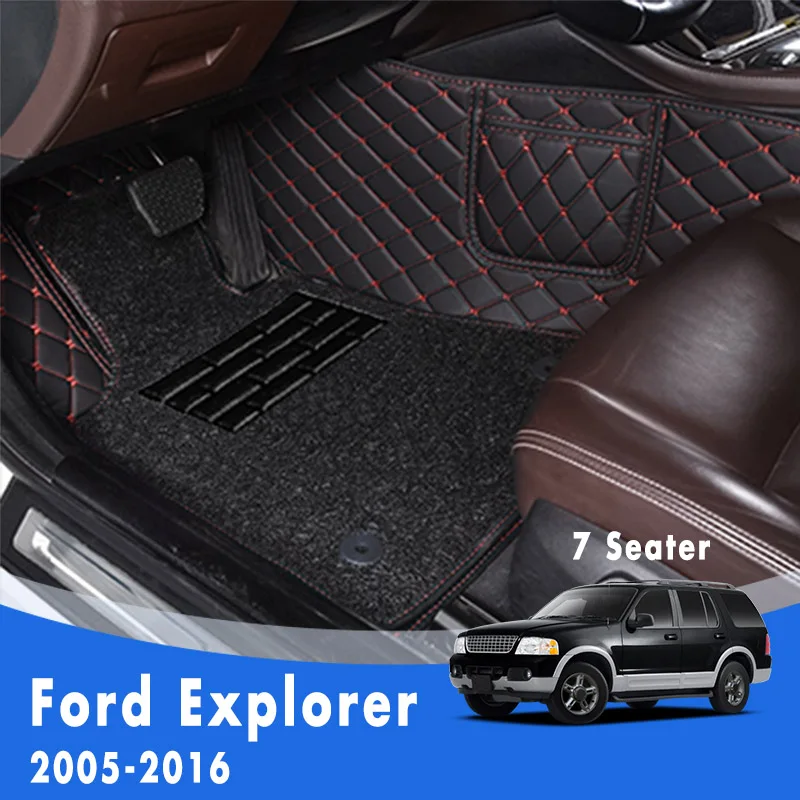 

Автомобильные коврики для Ford Explorer 2016 2015 2014 2013 2012 2011 2010 2009 2008 2007 2006 2005, 7 мест, двухслойные коврики с проволочной петлей