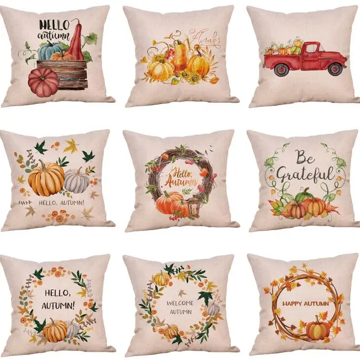 Подушка на Хэллоуин Чехлы Happy тыквы осени из хлопка и льна для подушек диван