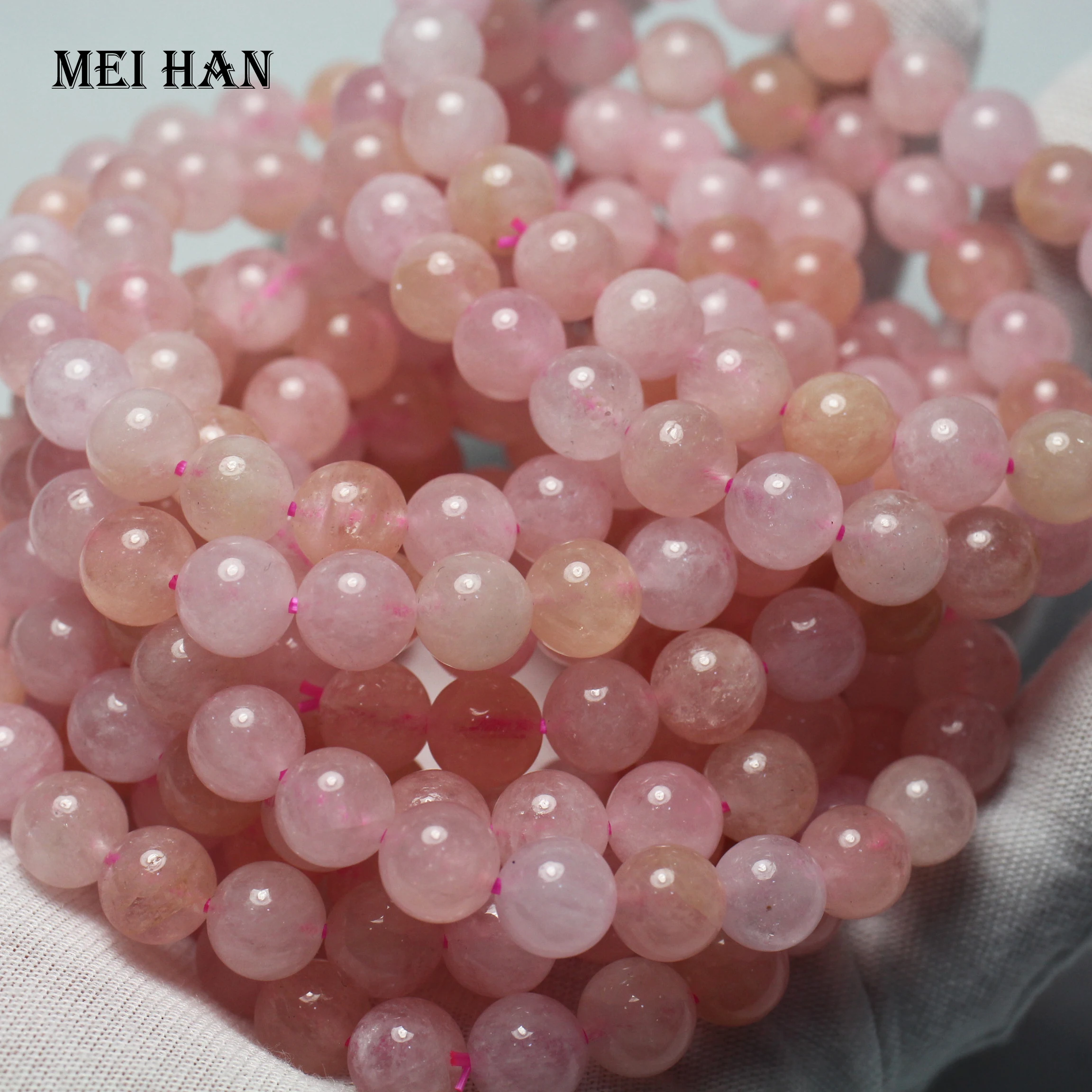 Meihan natural A+ Madagascar pink morganite 10mm+-0.2 (2bracelets/set) smooth round loose gem stone beads for jewelry making | Украшения и
