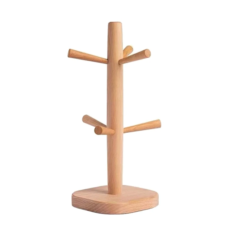 

Wood Mug Rack Tree,Coffee Cup Holder With 6 Hooks,Coffee Mug Stand For Kitchen Counter,Tea Cups Holder,Coffee Cup Dryer