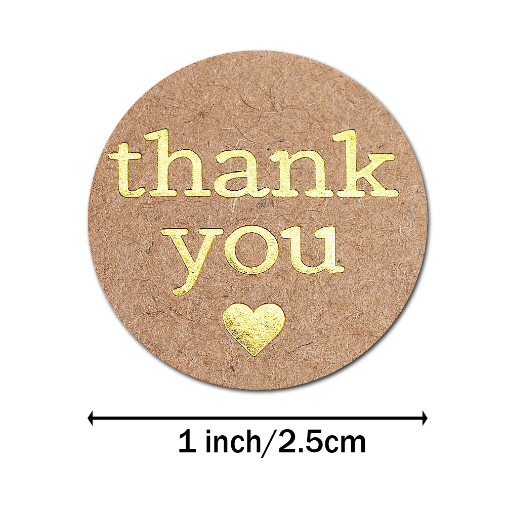 

500pcs1inch round gold foil "thank you" love gift sticker wedding envelope gift box decoration stickers stationery stickers