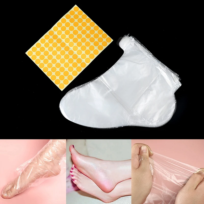 

100Pcs Disposable Plastic Foot Covers Transparent Shoes Cover Paraffin Bath Wax SPA Therapy Bags Liner Booties