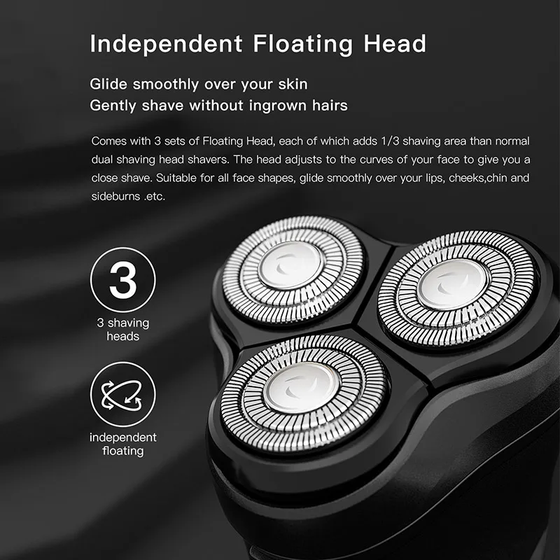 

Enchen Warriour Floating Shaving Heads 3-Cutter Head Trimmer Electric Beard Shaver For Man Type-C Charging Beard Trimmer
