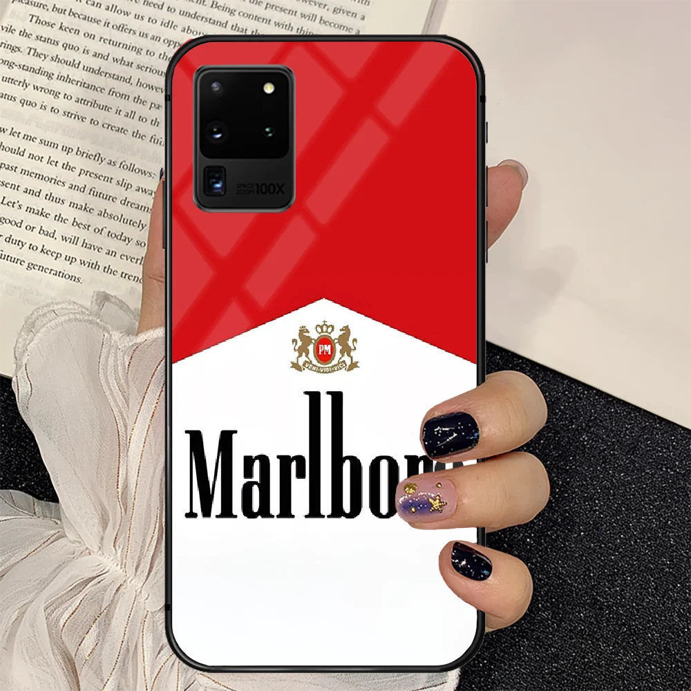 

Marlboros Cigarette Phone Tempered Glass Case Cover For Samsung Galaxy S Note 5 6 9 10 10E 20 21 FE Plus Uitra Funda Cover 3D