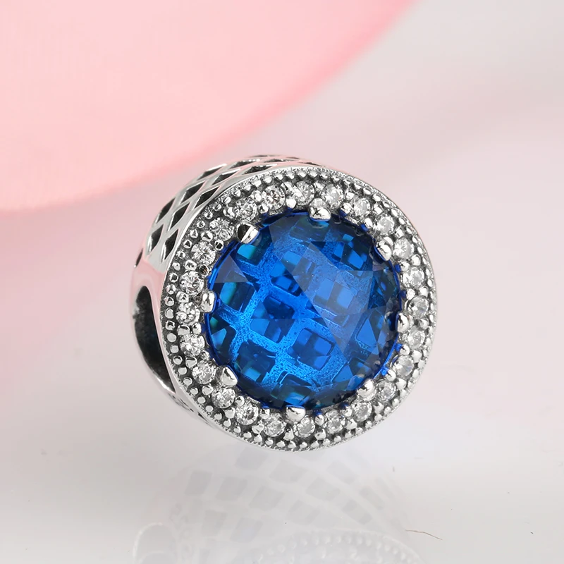 Серебро 925 пробы темно синие циркониевые Бусы Женские аксессуары трендовые 2018