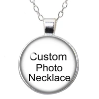 personalized custom photo glass cabochon silver platedbronzecrystal pendant chain necklace diy jewelry women kid gift