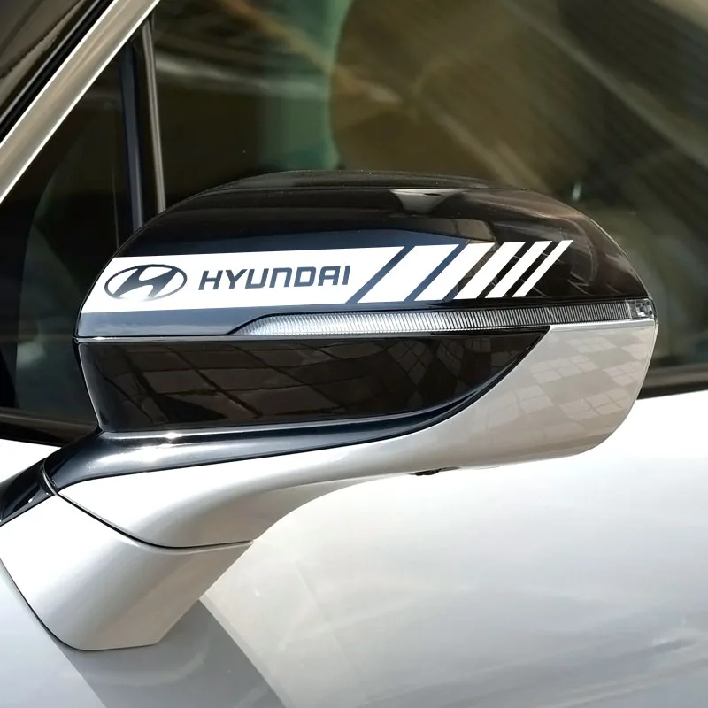 

2pcs Car Rearview Mirror Badge logo Sticker Decorative Decals For Hyundai I10 I20 I30 I40 IX20 IX35 Tucson Solaris Accent Azera