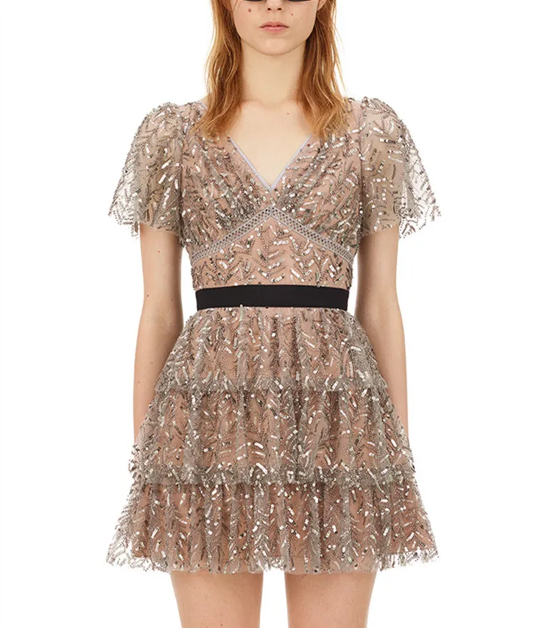 Новое поступление сексуальное женское мини-платье с V-образным вырезом и