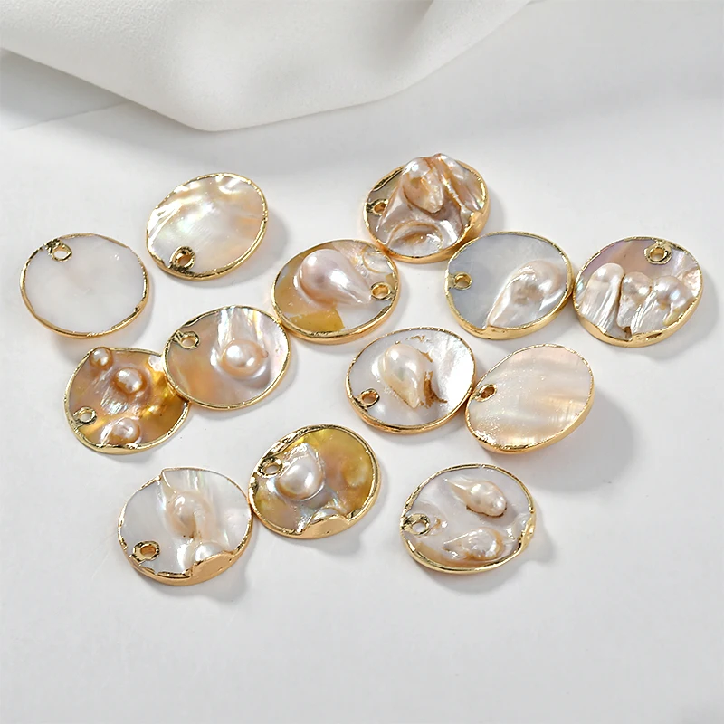 Ретро барокко натуральный жемчуг ракушки круглый Квадратный Кулон DIY