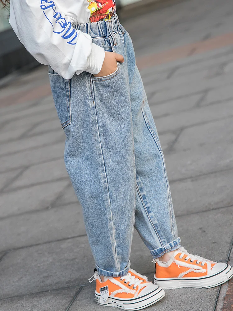 2019 джинсы для девочек подростков новые модные малышей повседневные джинсовые