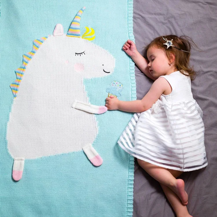 Cartoon Unicorn Animal Cute Baby Throw Blanket Sofa Bed Travel Plaids Wool Thread Children Gift 60cm*120cm | Дом и сад
