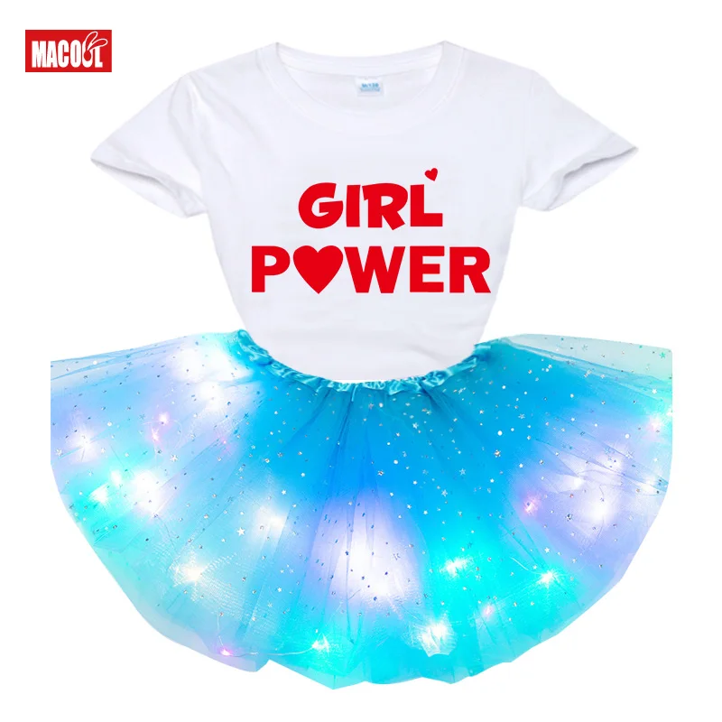 Girls Clothing Set New 2021 Summer Fashion Style Cartoon Printed T-Shirts+tutu Dress Set Girls Short Skirts Dress Clothes Sets