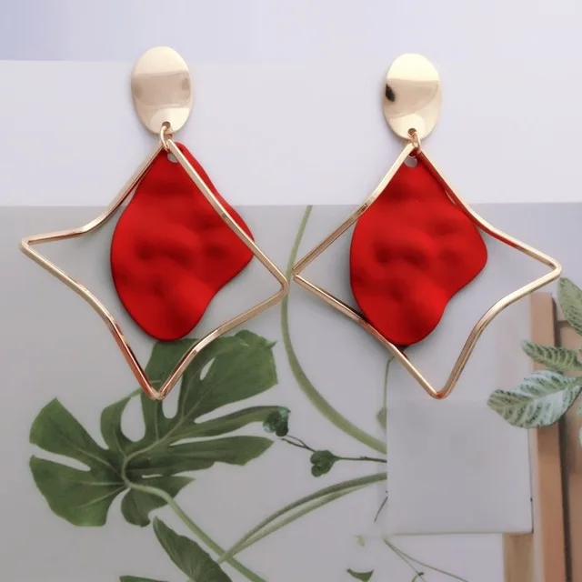red Брендовые металлические элегантные женские серьги-капли, новинка, винтажные золотые дешевые корейские массивные серьги, аксессуары brincos - Окраска металла: red