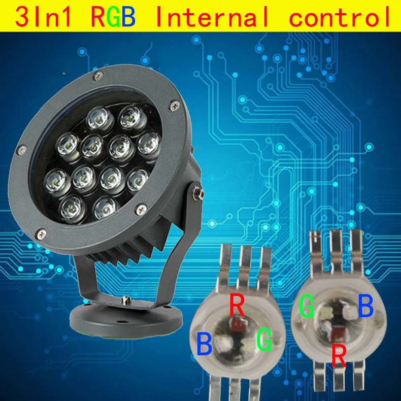 Новый 3в1 RGB светильник для газона AC85 265V AC24V Светодиодный проекционный 18 Вт 27 36 54