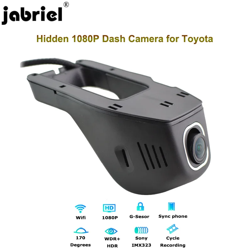 Jabriel 1080P dash cam скрытая Wi-Fi камера для машины dvr 24 часа рекордер камера заднего вида для toyota corolla rav4 avensis t25 yaris chr