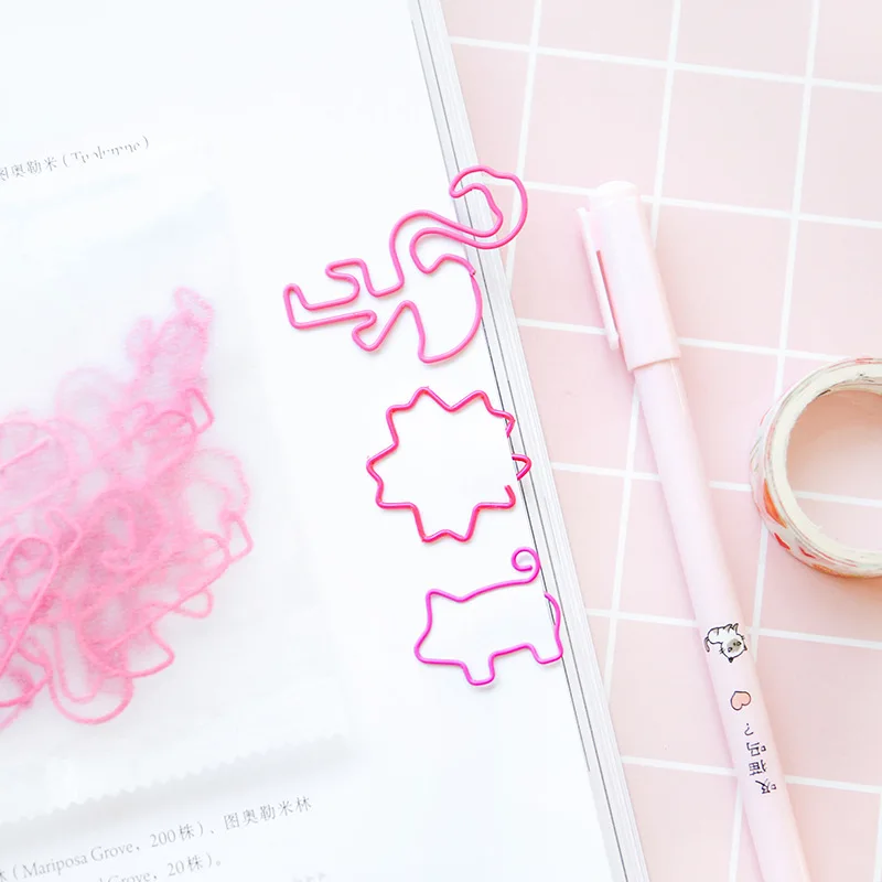 10 шт./лот милые мини декоративные металлические розовые свиньи бумага с Фламинго