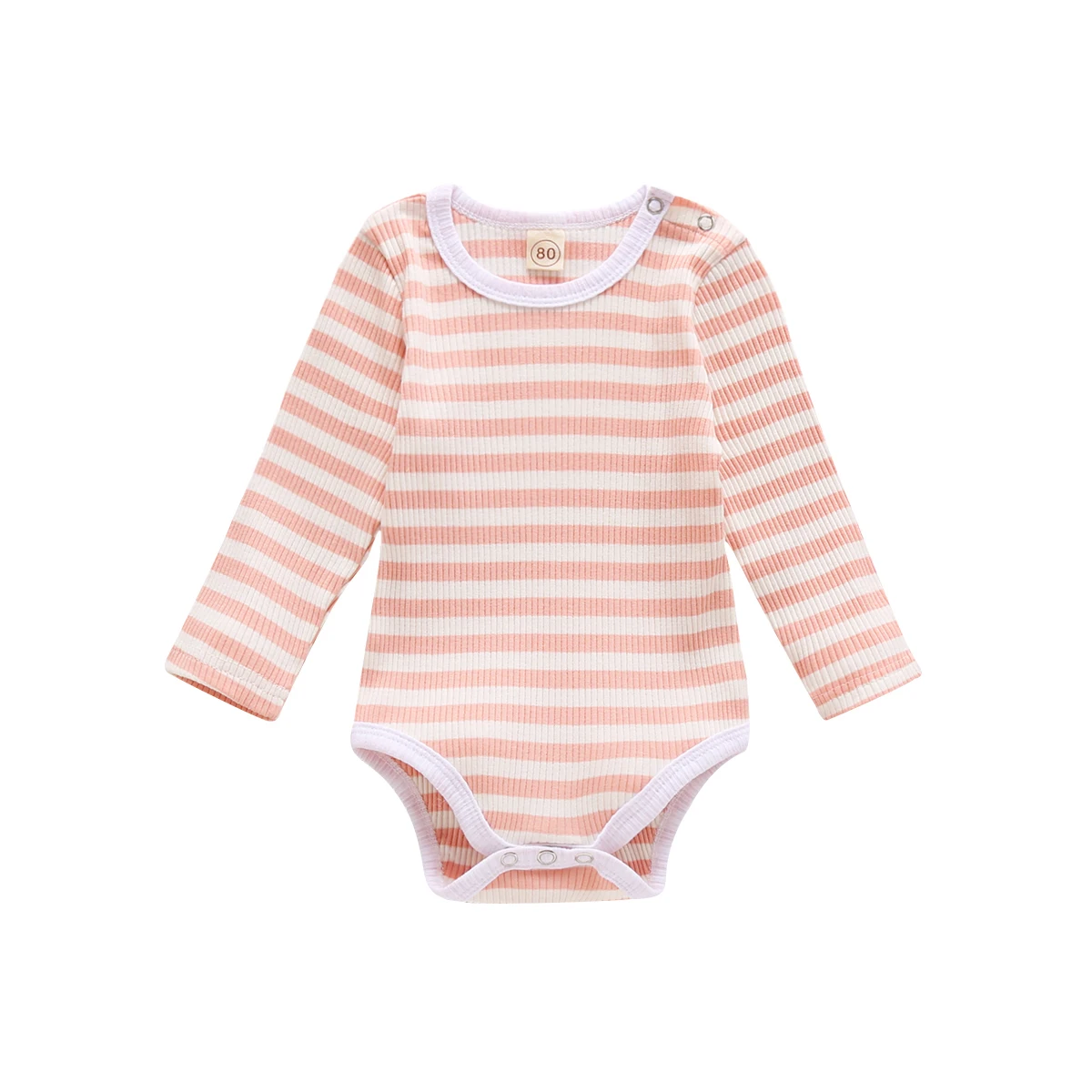 

Newborn Toddler Infant Baby Romper Striped Long Sleeve Round Neck Cotton Soft Button Bodysuit Kids Girls Boys Unisex Romper 0-2T