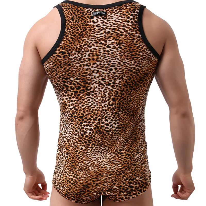 

2PCS/Set Vest & Briefs Leopard Mens Clothes Set Summer Casual Vest Tank Tops Mens Sleeveless Tops Homewear Summer Clothing Set