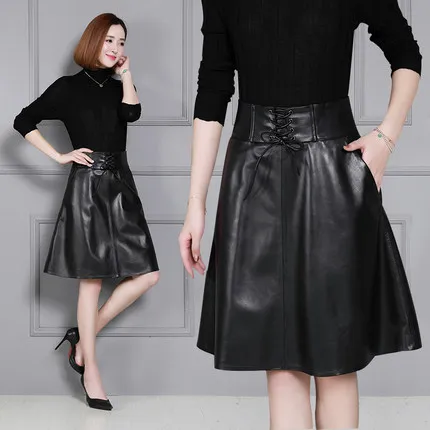 MESHARE New Fashion Genuine Sheep Leather Skirt 18K38