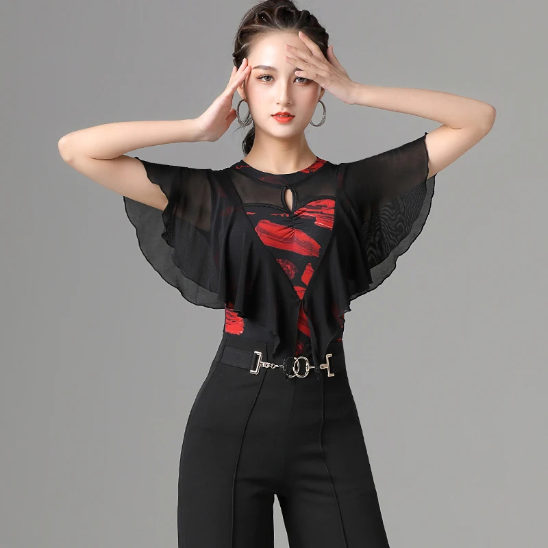 

Latin Dance Top Professional Rumba Dancing Practice Clothes Tango Shirt Cha Cha Dancewear Modern Ballroom Dance Clothing