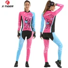 Комплект велосипедный X-Tiger Женский, осенняя одежда для езды на велосипеде с УФ-защитой, с 3D гелевыми подушечками, комплект из Джерси для езды на велосипеде