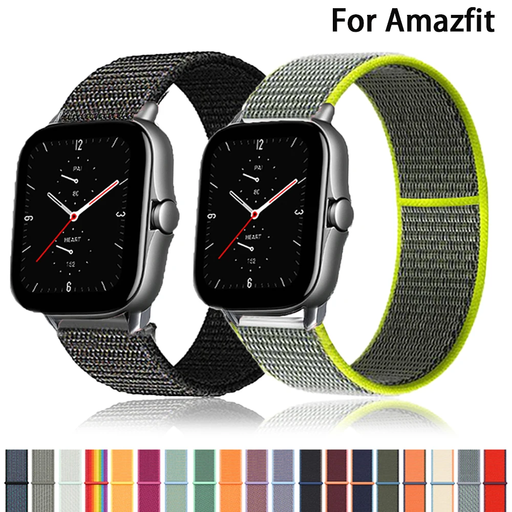 

20mm/22mm watch band For Amazfit GTS/2/2e/GTS2 Mini/GTR 42mm/47mm/GTR2/2e/stratos 2/3 Nylon Loop belt Bracelet Amazfit bip strap