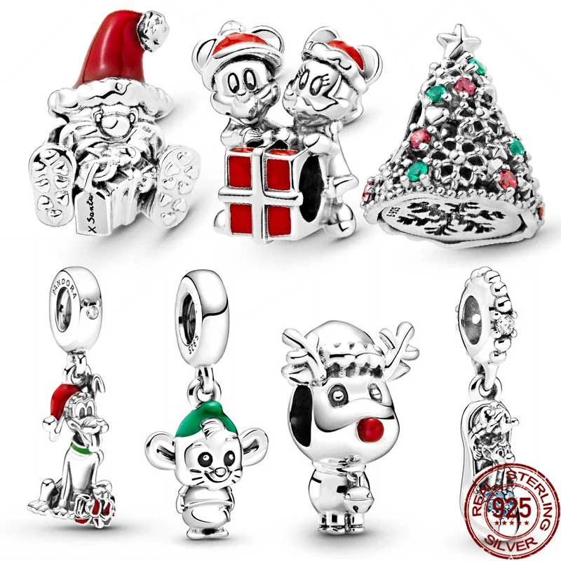 

925 Silver Christmas Series Charms Beads Fits Original Pandora Bracelet 925 Sterling Silver Pendant Charms Beads Women Jewelry