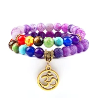 2pcsset om symbol bracelets men natural stone reiki chakra healing beads braceletsbangles women yoga energy jewellery gifts