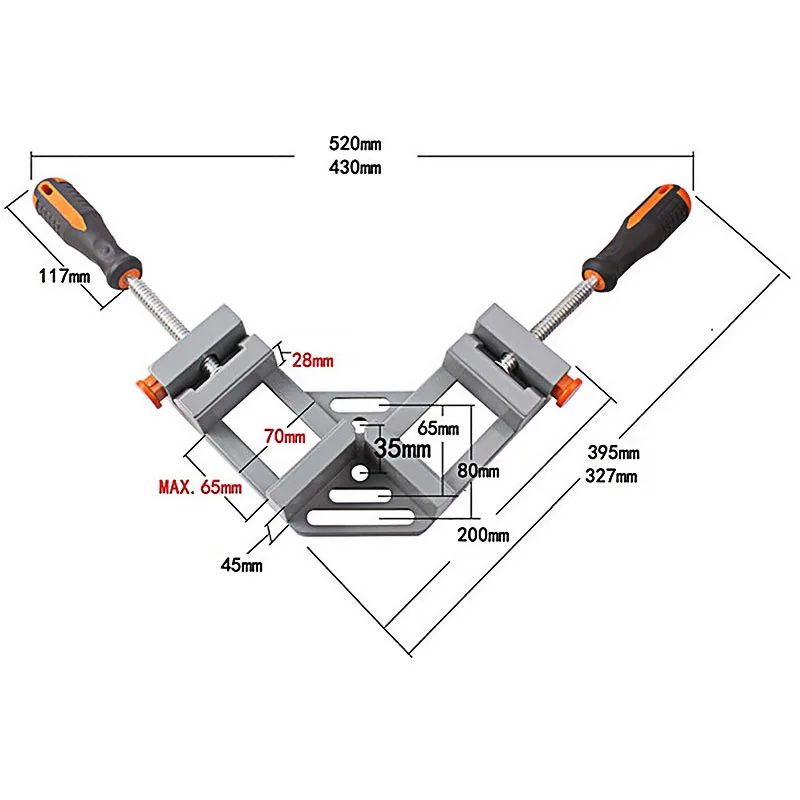 Прямоугольный зажим 90 градусов для деревообработки ручка из алюминиевого сплава