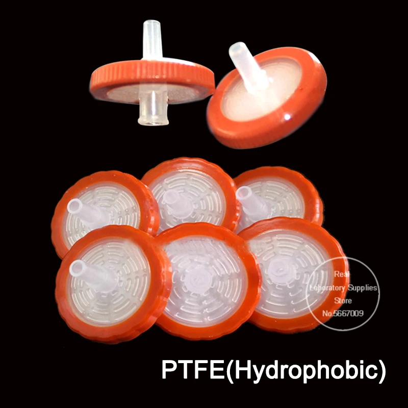 Filtro de jeringa microporosa desechable de PTFE, filtro de jeringa hidrofóbica de 13mm y 25mm, 100 unidades