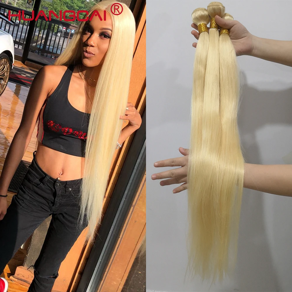 

613 Bundle Brazilian Human Hair Bundles Weave 9A Virgin Hair 30 32 38 40 Inch Long Hair Bundles Straight Blonde Bundle Remy Hair