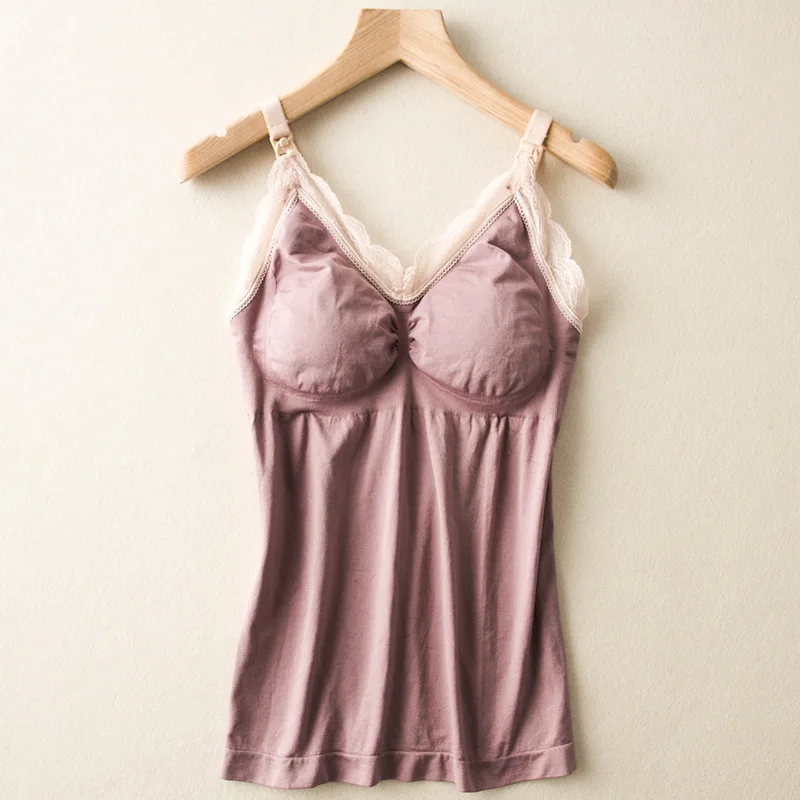 Lace Purple Одежда для беременных; топ для кормления; майка без рукавов; одежда для грудного вскармливания; Беспроводная майка для беременных женщин; майка для кормления - Цвет: Lace Purple