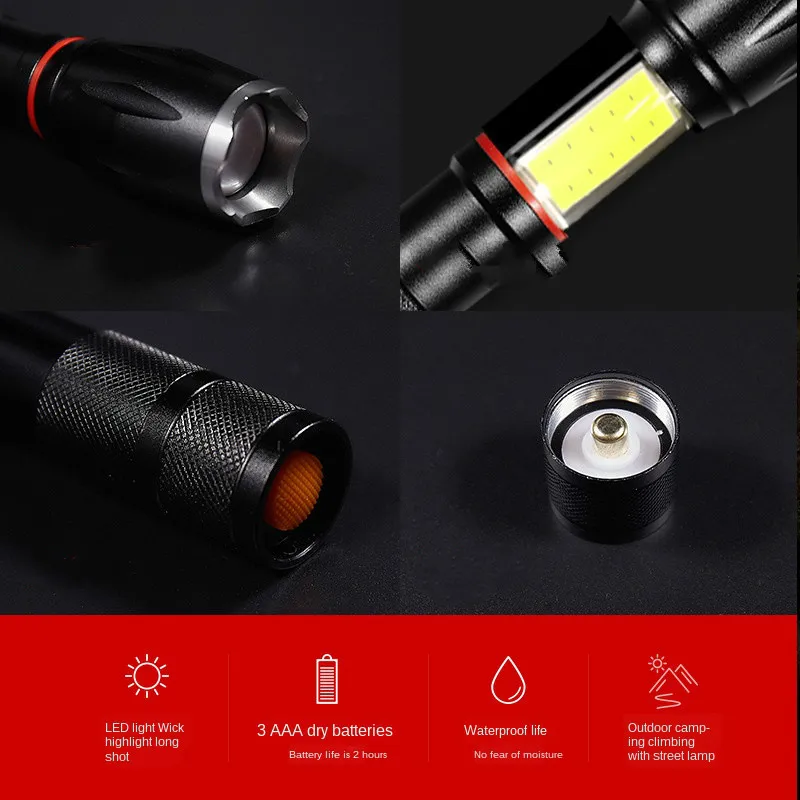 Светодиодный Многофункциональный мощный светильник водонепроницаемый флэш-светильник, выдвижной фокусировки рабочий светильник, самозащ... от AliExpress RU&CIS NEW