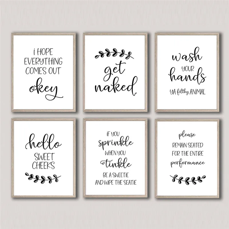 Забавный знак для ванной Картина на холсте печать и постеры Обнаженная