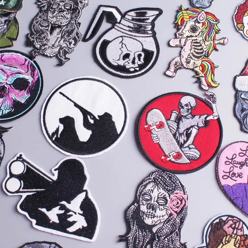 В стиле панк с изображением акулы патч Скелет швейная полосой патчи