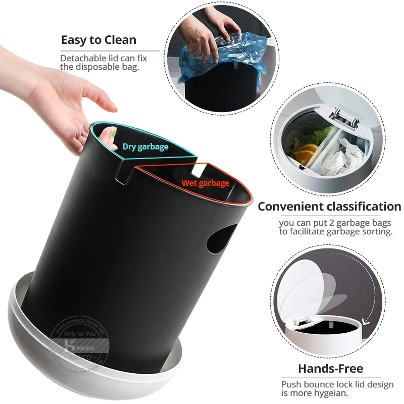 Konco двухэтажные мусорные ведра для кухни гостиной туалета мусорное ведро круглая