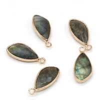 fashion natural stone labradorites pendants gold plated faceted crystal for jewelry making diy necklace earring gifts