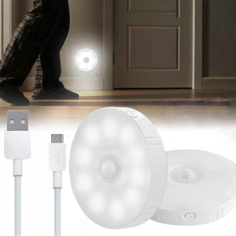 

400mah Chargeable Night Lights 10Leds Motion Sensor Cabinet Light LED Adjustable Brightness Wall Lamps Stairs Corridor Lighting