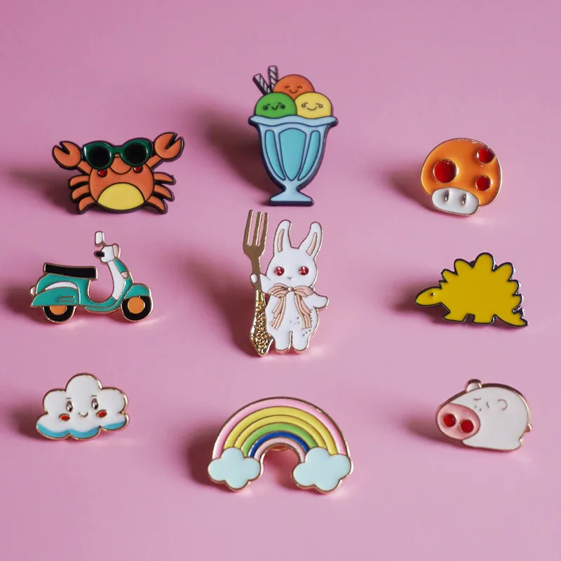 Мини эмалированная заколка для женщин и мужчин Броши из сплава милые