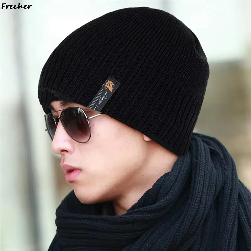 

2021 Men's Hat Scarf Winter Plus Velvet Men And Women Maple Leaf Cotton Hat Outdoor Warm Knit Hat Bib Thick High Quality Cotton