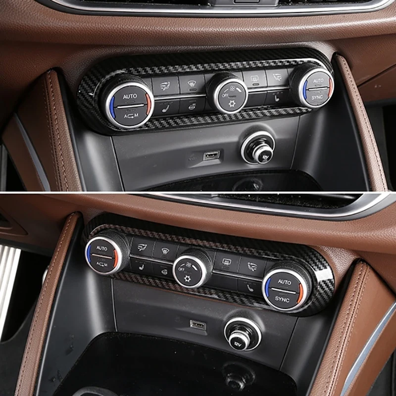 

NEW-for Alfa Romeo Giulia Stelvio 2017-2019 Car Center AC Air Conditioning Adjustment Frame Trim Cover Accessories,Carbon