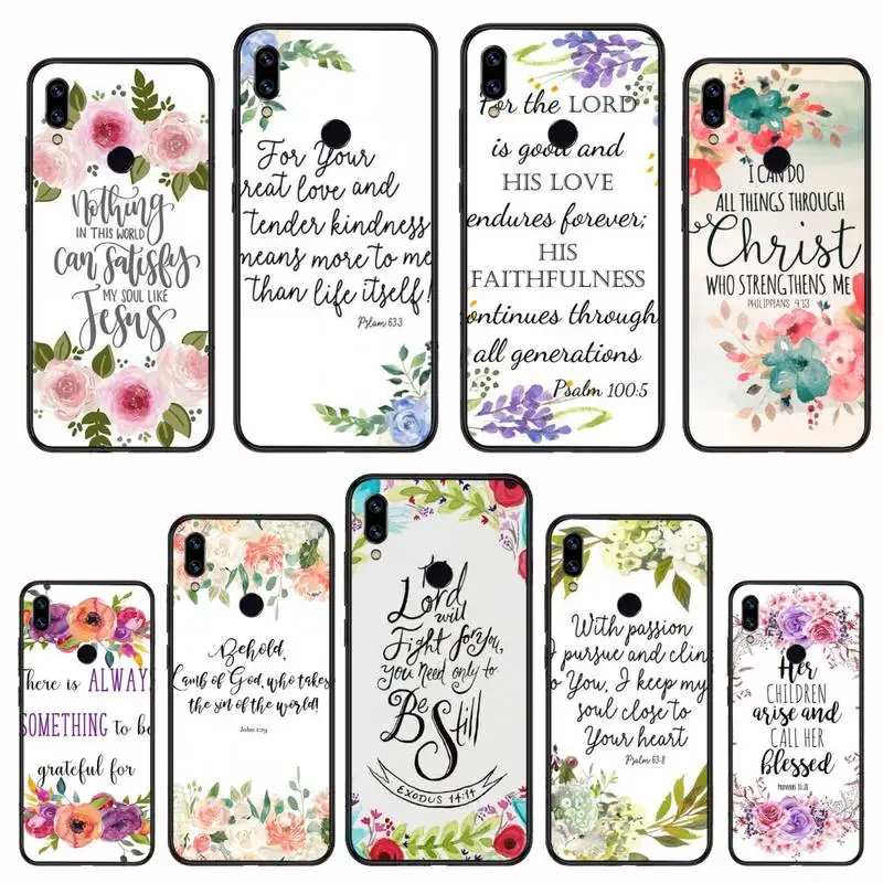 

Phone Case For Xiaomi Redmi Note 4 4x 5 6 7 8 pro S2 PLUS 6A PRO Russian script Bible Flower