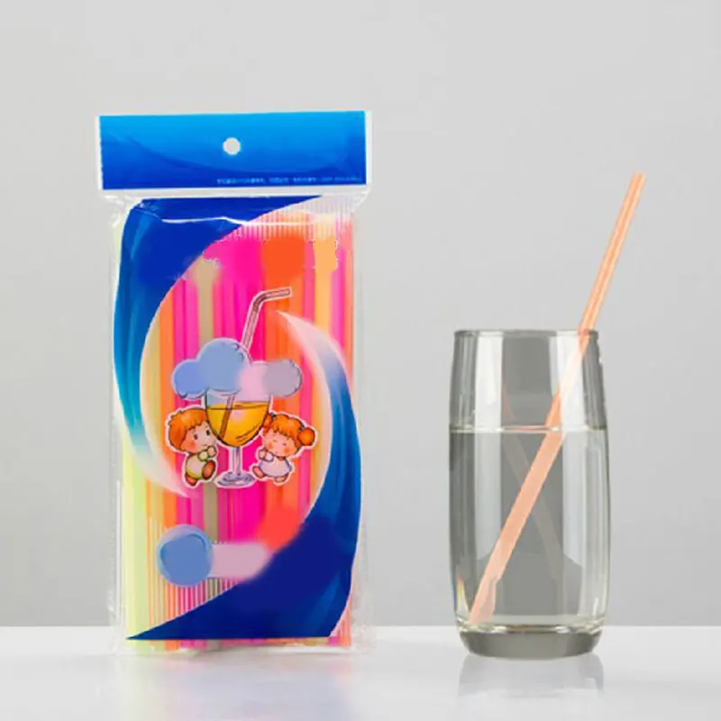 50 шт пластиковые соломинки для питья ложка красочные одноразовые Чай