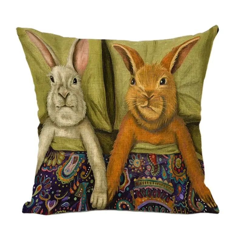 Ушастый кролик в очках слон панда птица змея животные подушки 45*45 см домашний