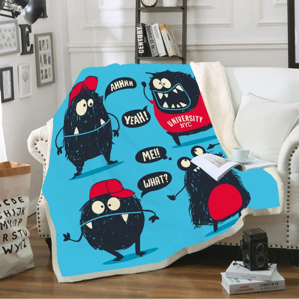 Новое Детское зимнее теплое уютное Флисовое одеяло из шерпы на диване с рисунком